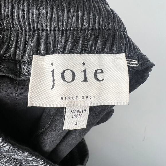 Joie Black Faux Leather Drawstring Regan Shorts Size 2 - Picture 3 of 7